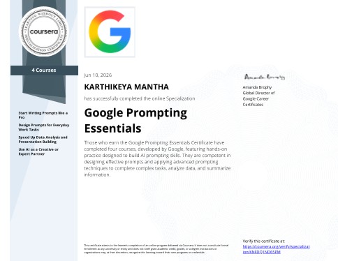 Google Prompting Essentials Certification